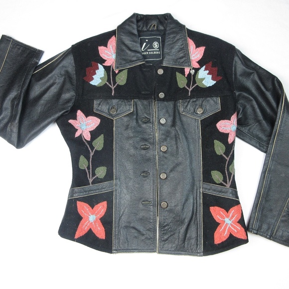 VTG Genuine Leather Boho Biker Jacket, Sz M L - Picture 1 of 9